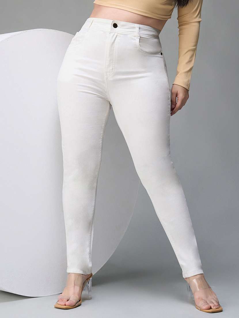 women solid high rise skinny jean