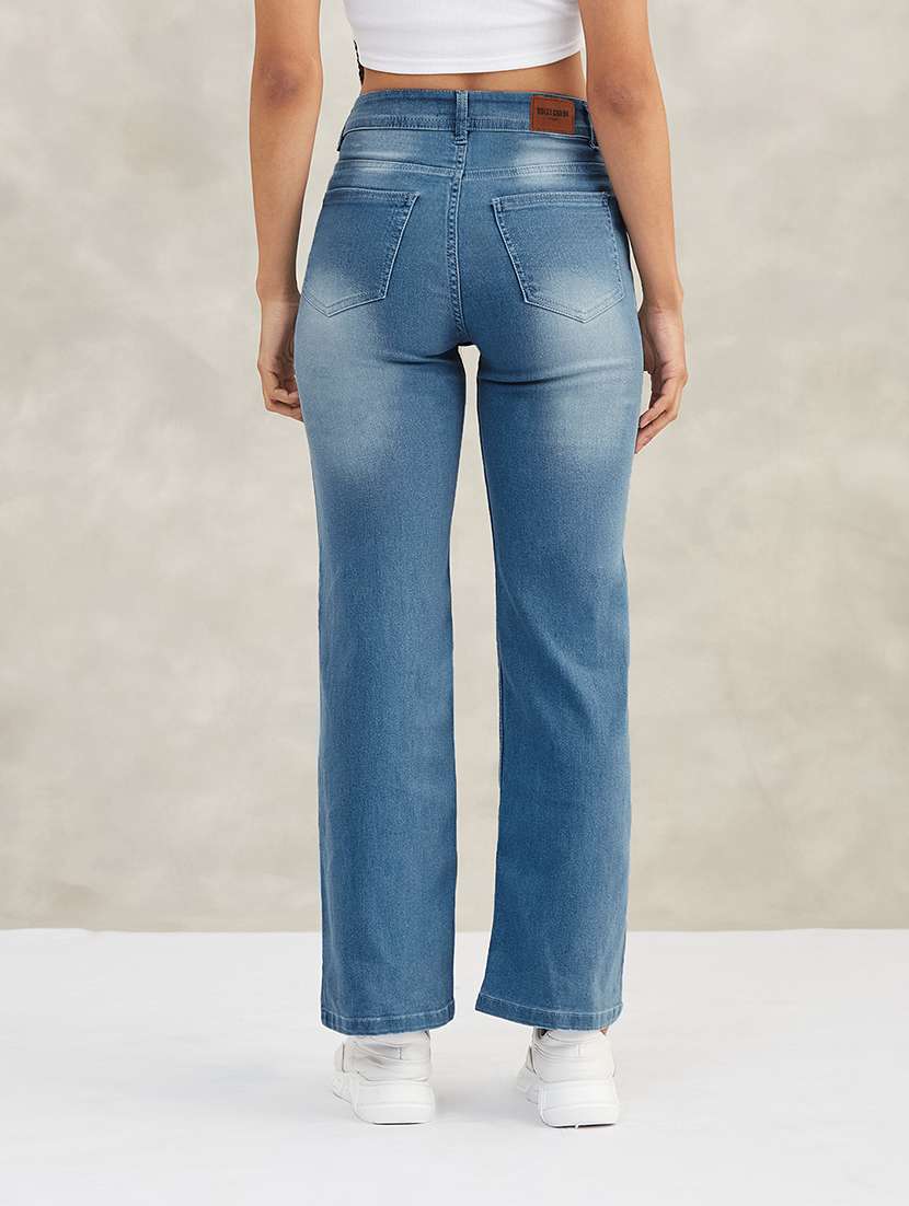 women solid high rise straight jeans - 22403358 -  Standard Image - 3