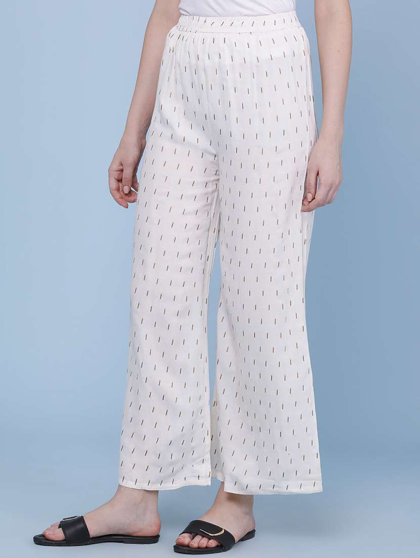 women printed mid rise flared palazzo - 22403441 -  Standard Image - 3