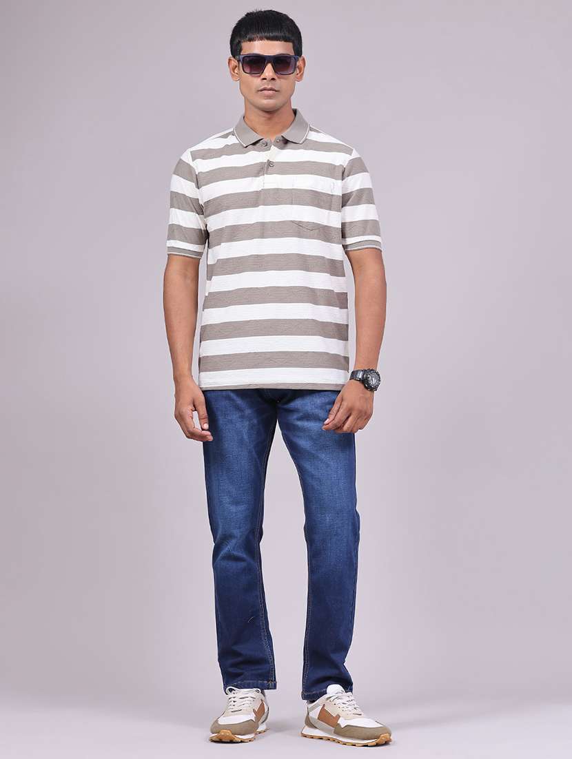 Men Striped Short Sleeve Regular Fit Polo T-shirt - 22403706 -  Standard Image - 5