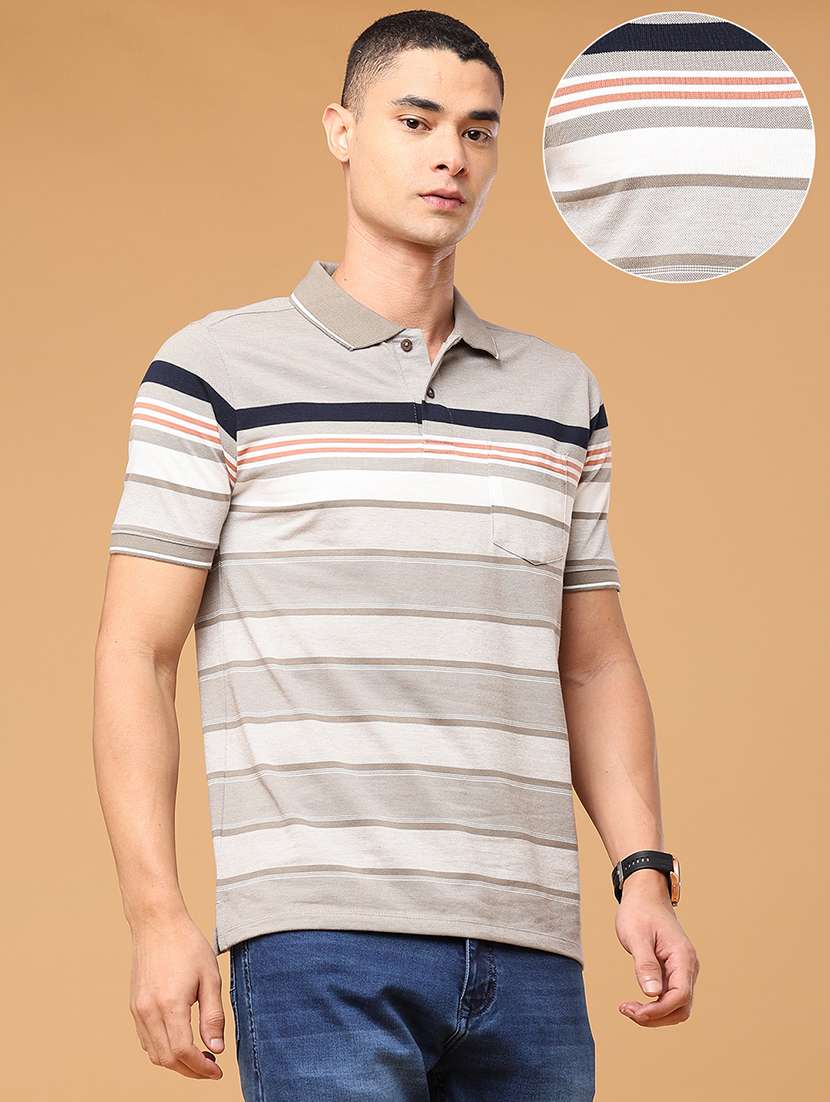 Men Striped Short Sleeve Regular Fit Polo T-shirt - 22403709 -  Standard Image - 3