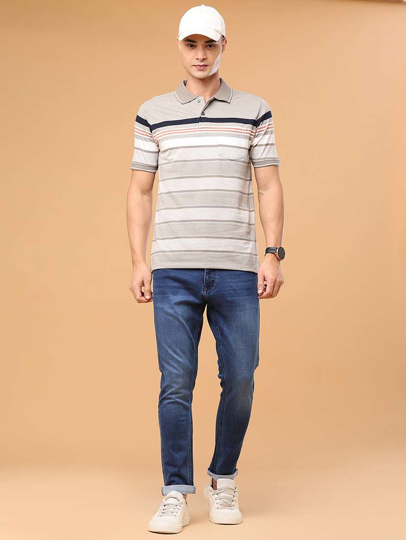 Men Striped Short Sleeve Regular Fit Polo T-shirt - 22403709 -  Standard Image - 5