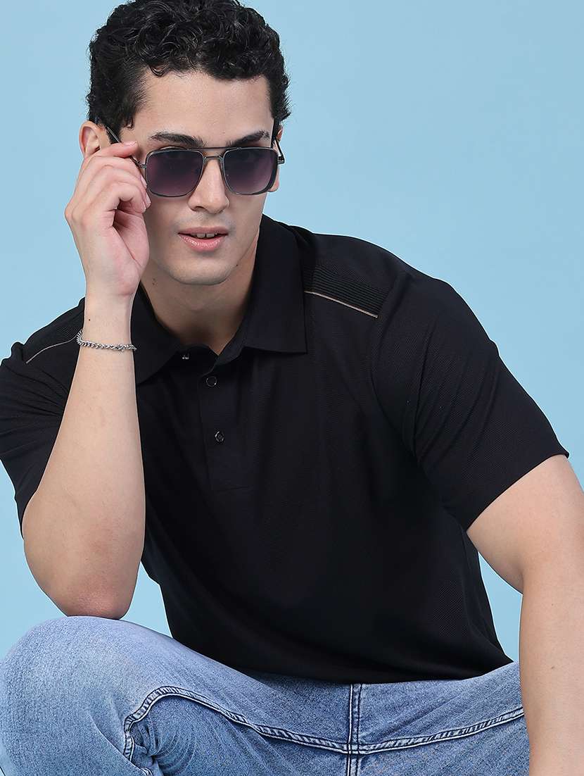 men solid short sleeves polo t-shirt