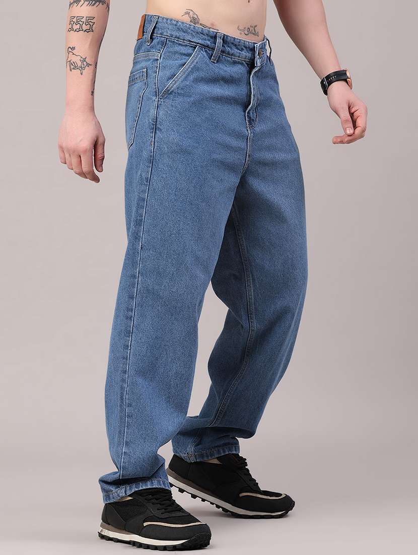 men solid mid rise baggy jeans - 22403731 -  Standard Image - 3