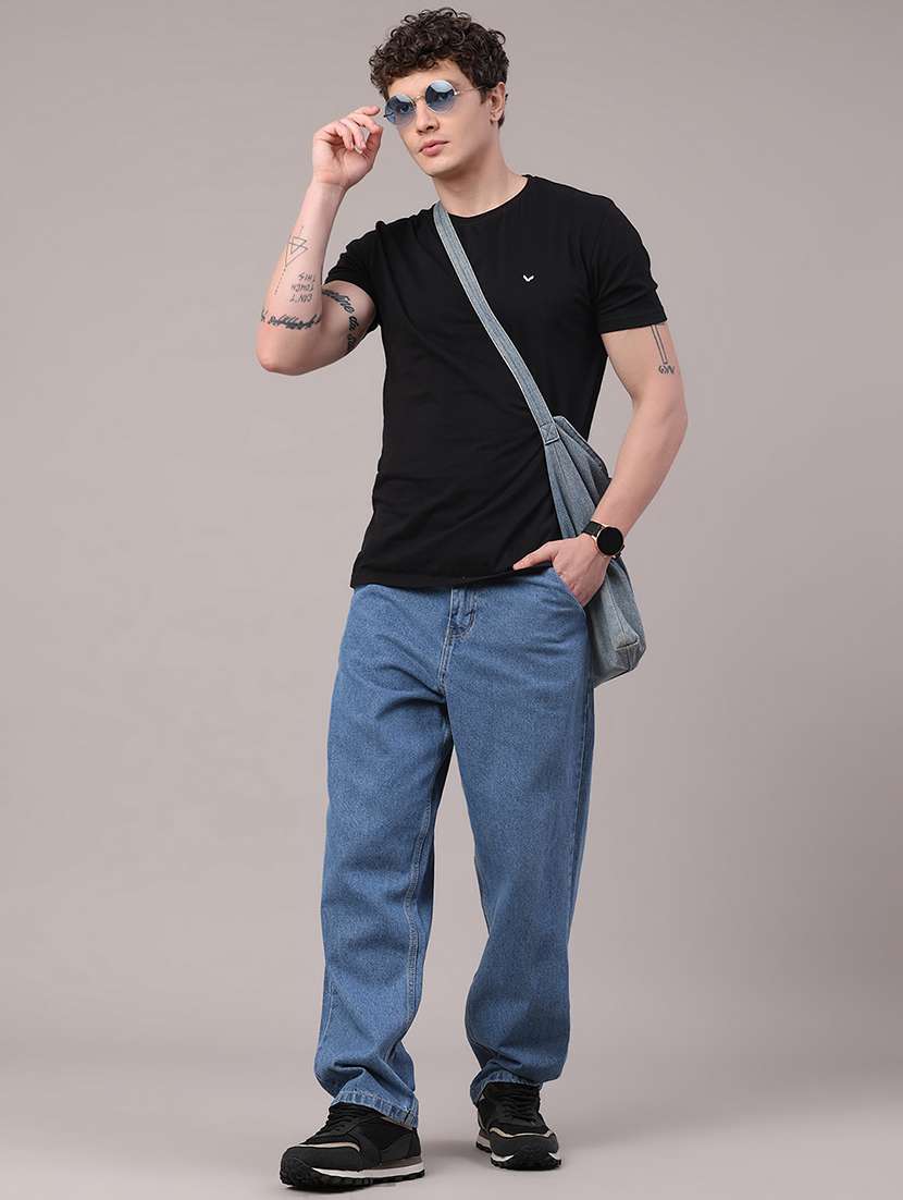 men solid mid rise baggy jeans - 22403731 -  Standard Image - 5