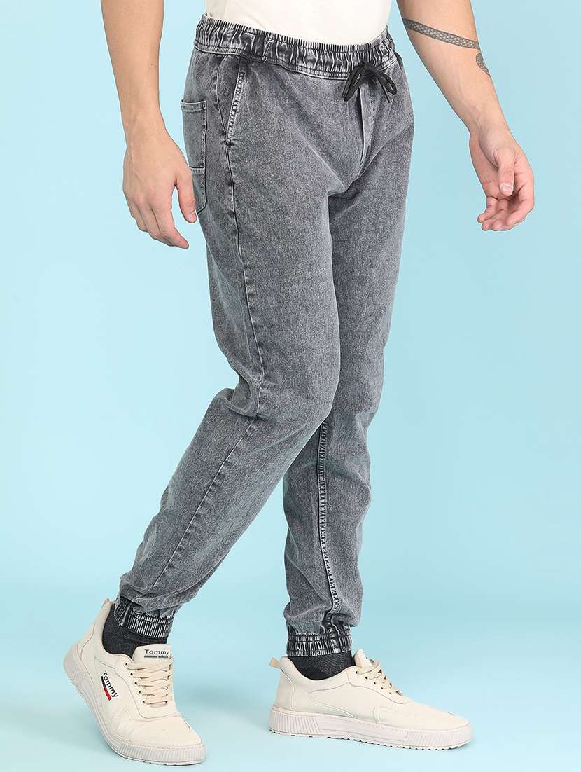 men washed mid rise regular fit jogger - 22403734 -  Standard Image - 3