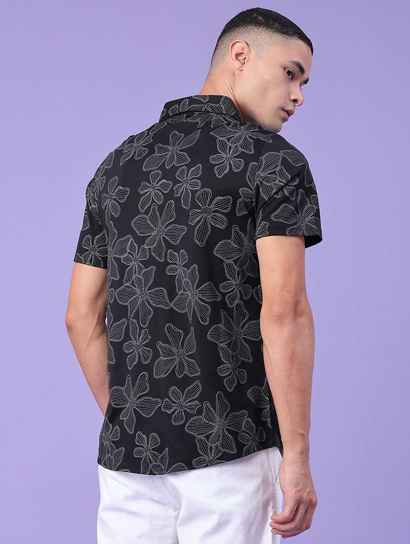 men printed short sleeve slim fit casual shirt - 22403735 -  Standard Image - 3