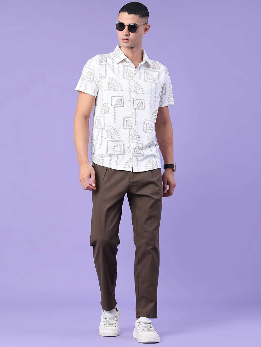 men printed short sleeve slim fit casual shirt - 22403736 -  Standard Image - 5
