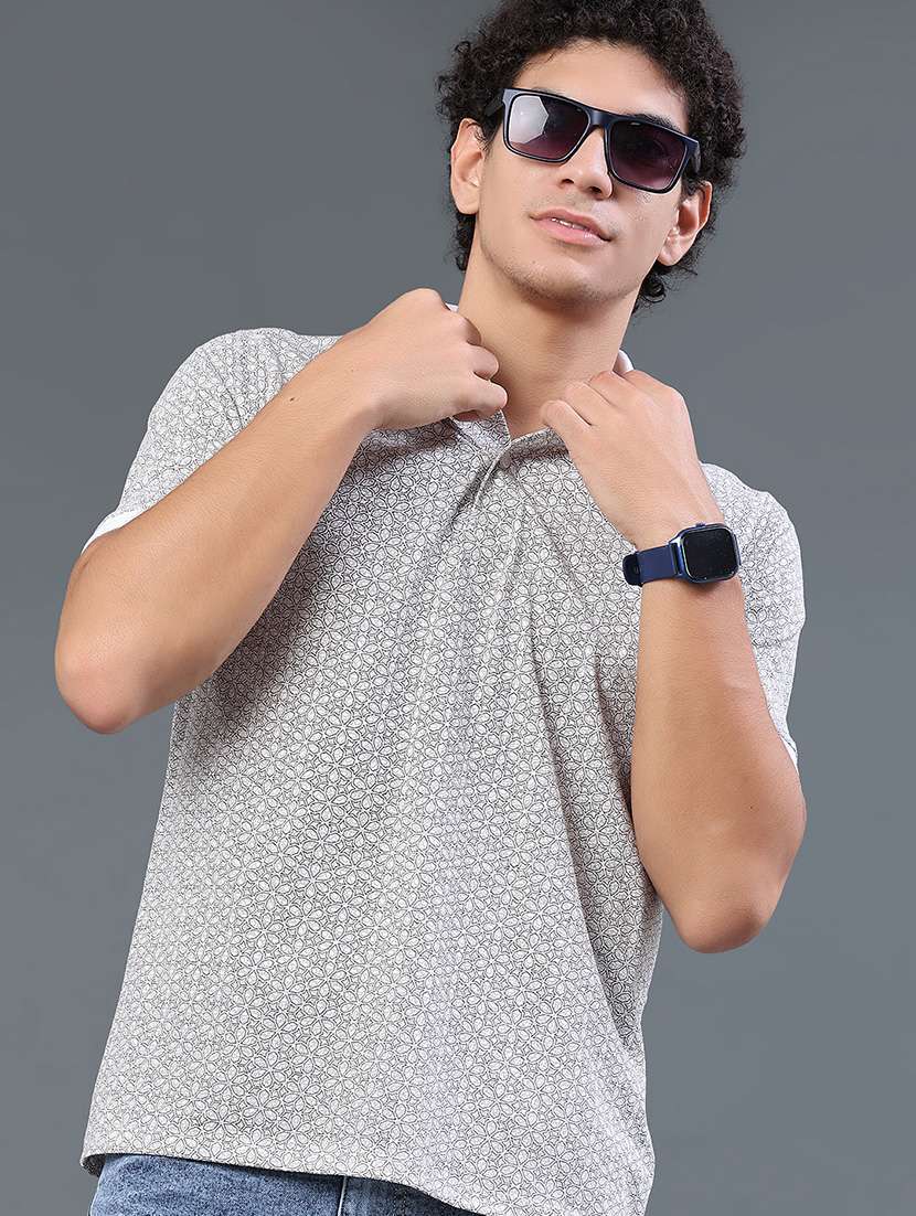 men printed short sleeves polo t-shirt