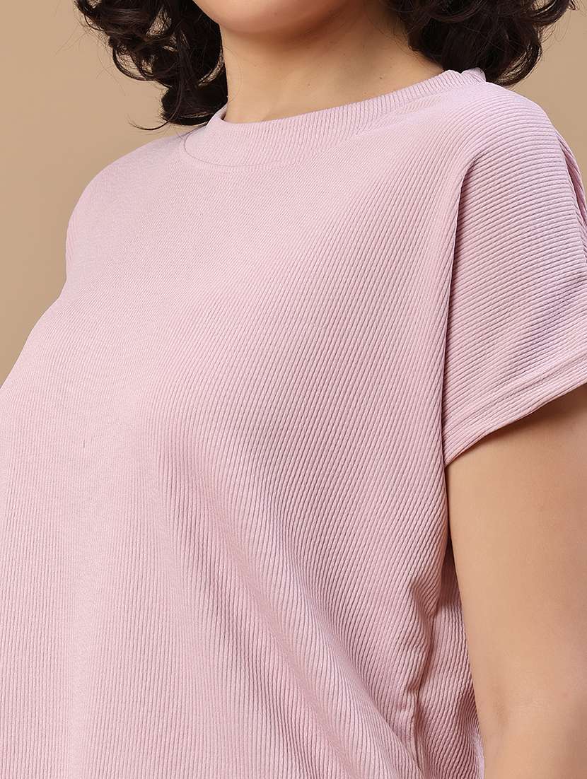 women solid short sleeves top and trouser co-ord set - 22403779 -  Standard Image - 5