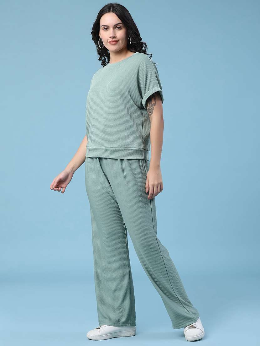 women self design round neck t-shirt and trouser co-ord set - 22403780 -  Standard Image - 3