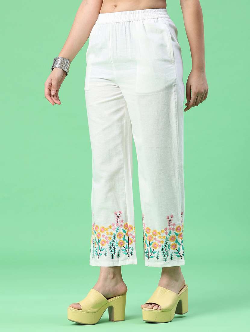 women printed mid rise straight fit trouser - 22403817 -  Standard Image - 3