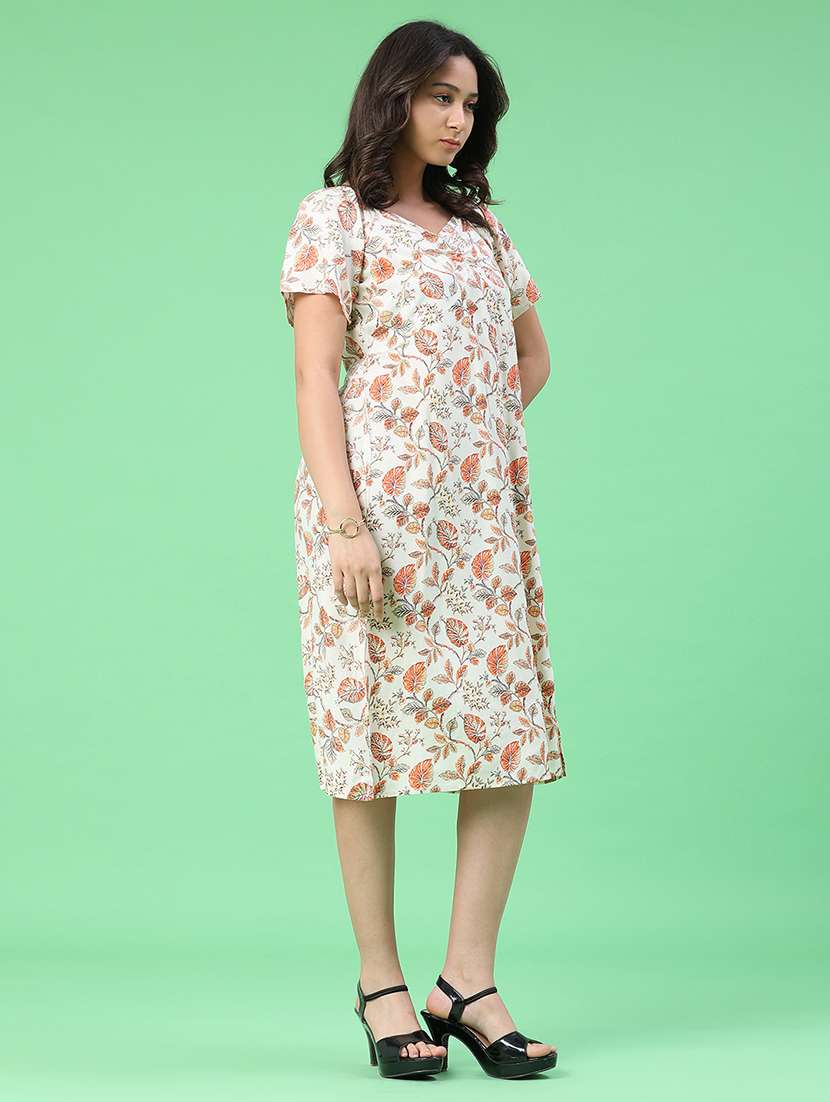 women printed short sleeves a-line dress - 22403835 -  Standard Image - 3