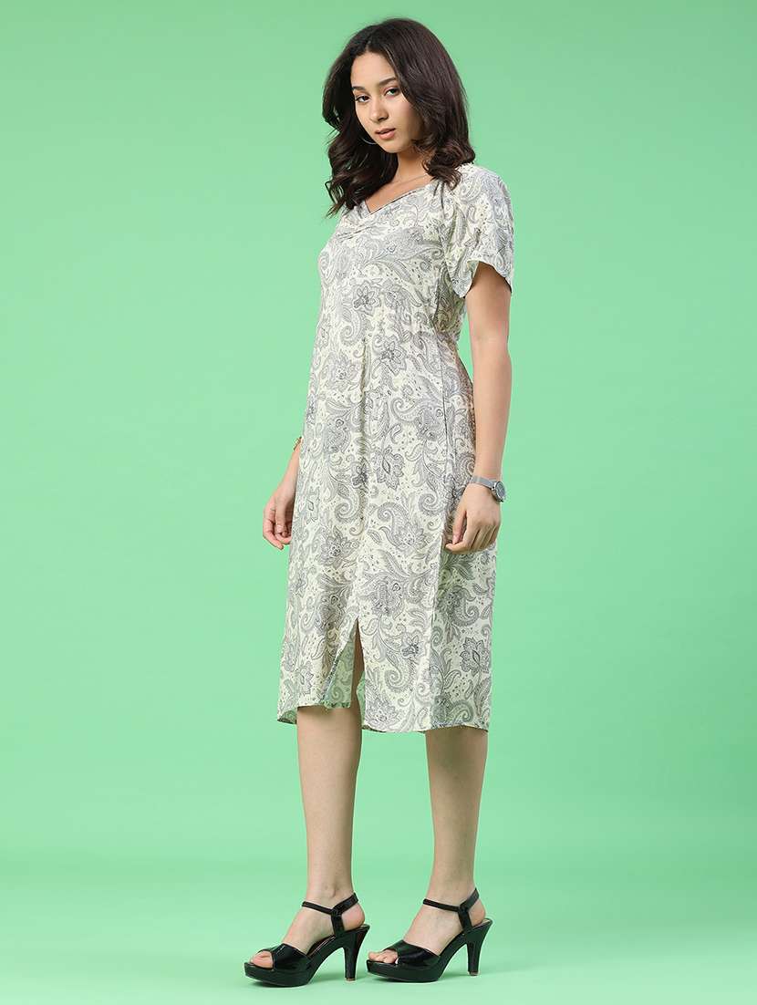 women printed short sleeves a-line dress - 22403836 -  Standard Image - 3