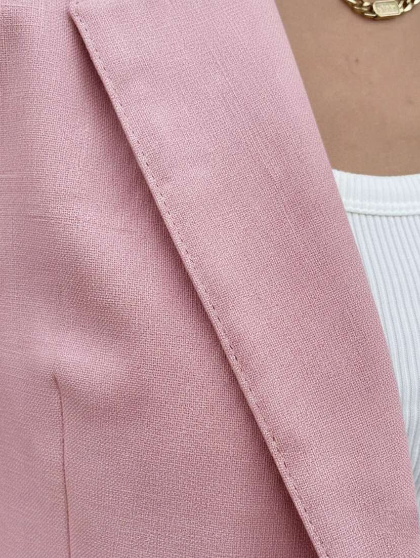 women solid lapel collar single breasted blazer - 22403905 -  Standard Image - 3