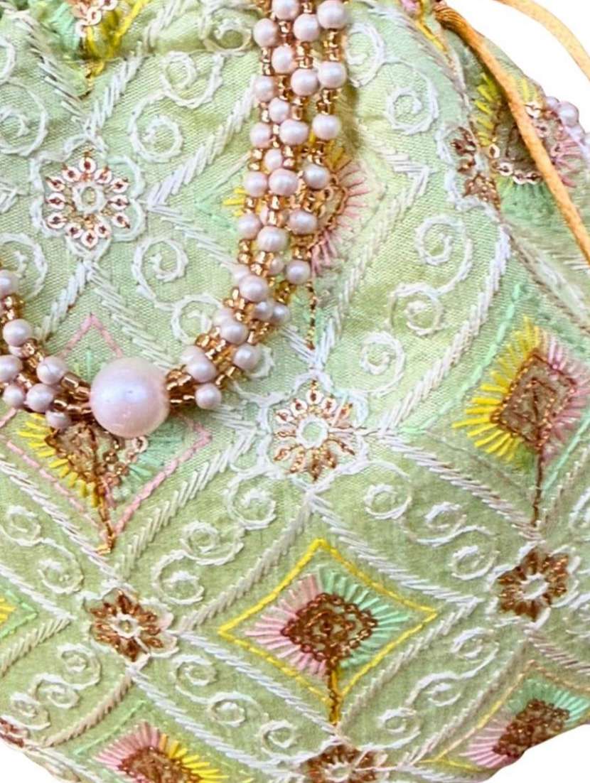 Women Solid With Work Embroidered Potli - 22403916 -  Standard Image - 3
