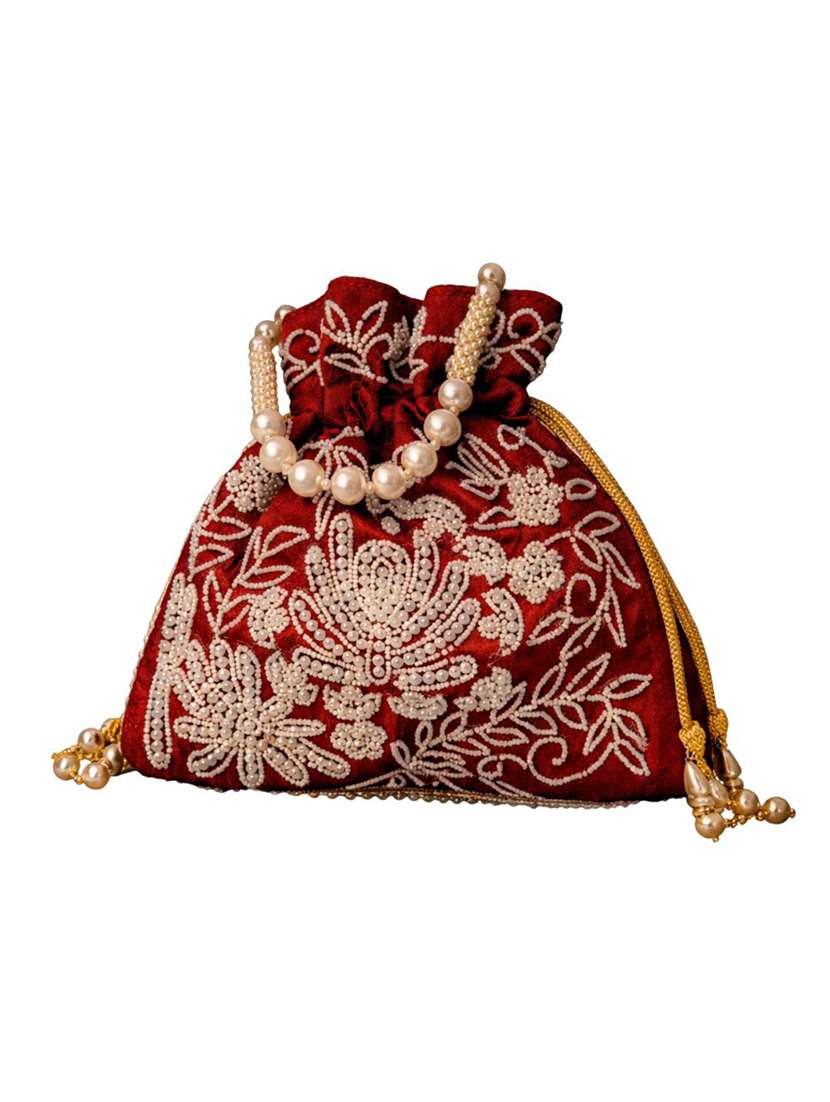 women solid with work embellished potli - 22403935 -  Standard Image - 3