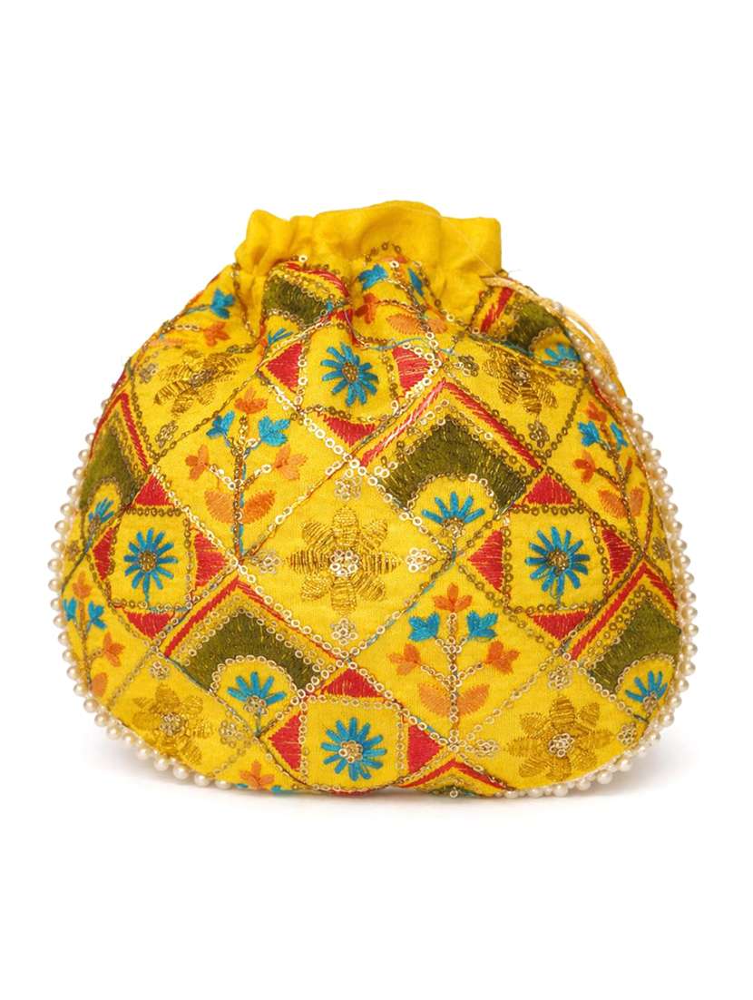 women solid with work embroidered potli - 22403940 -  Standard Image - 3