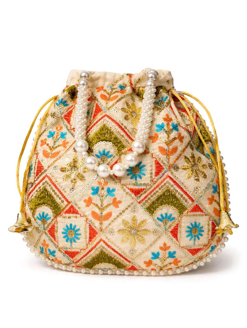 women solid with work embroidered potli - 22403942 -  Standard Image - 3