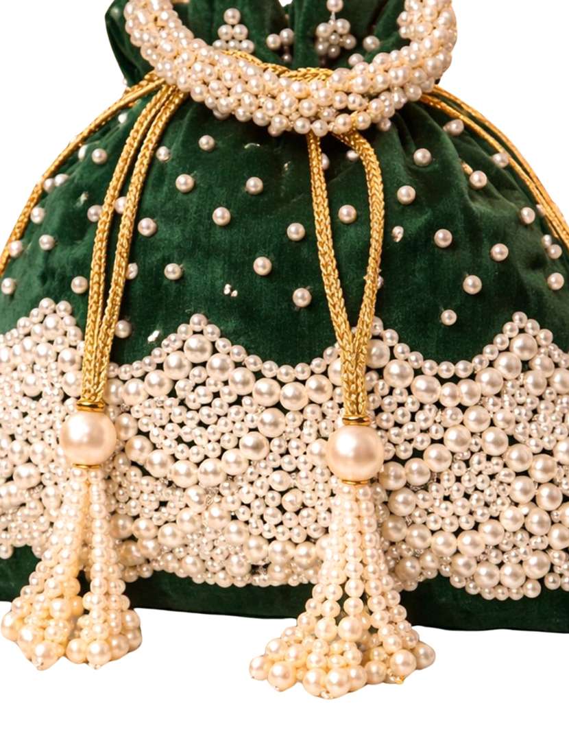 women solid with work embellished potli - 22403945 -  Standard Image - 3