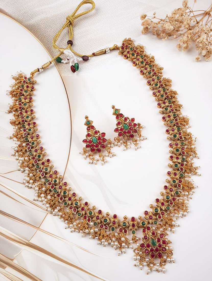 women temple long necklace set