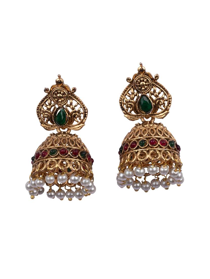 women gold plated necklace and earring set - 22404102 -  Standard Image - 3