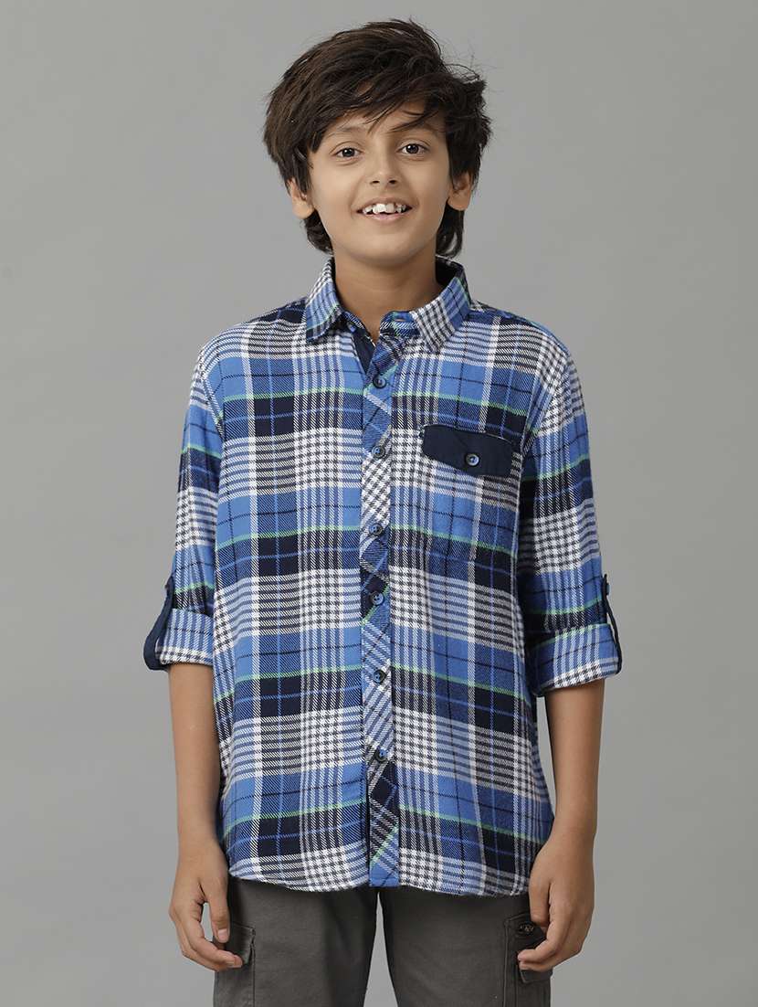 blue cotton checks shirt
