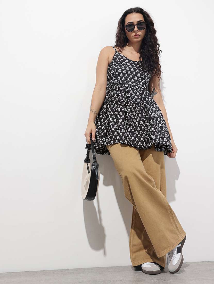 women printed shoulder strap flared kurti - 22404204 -  Standard Image - 5