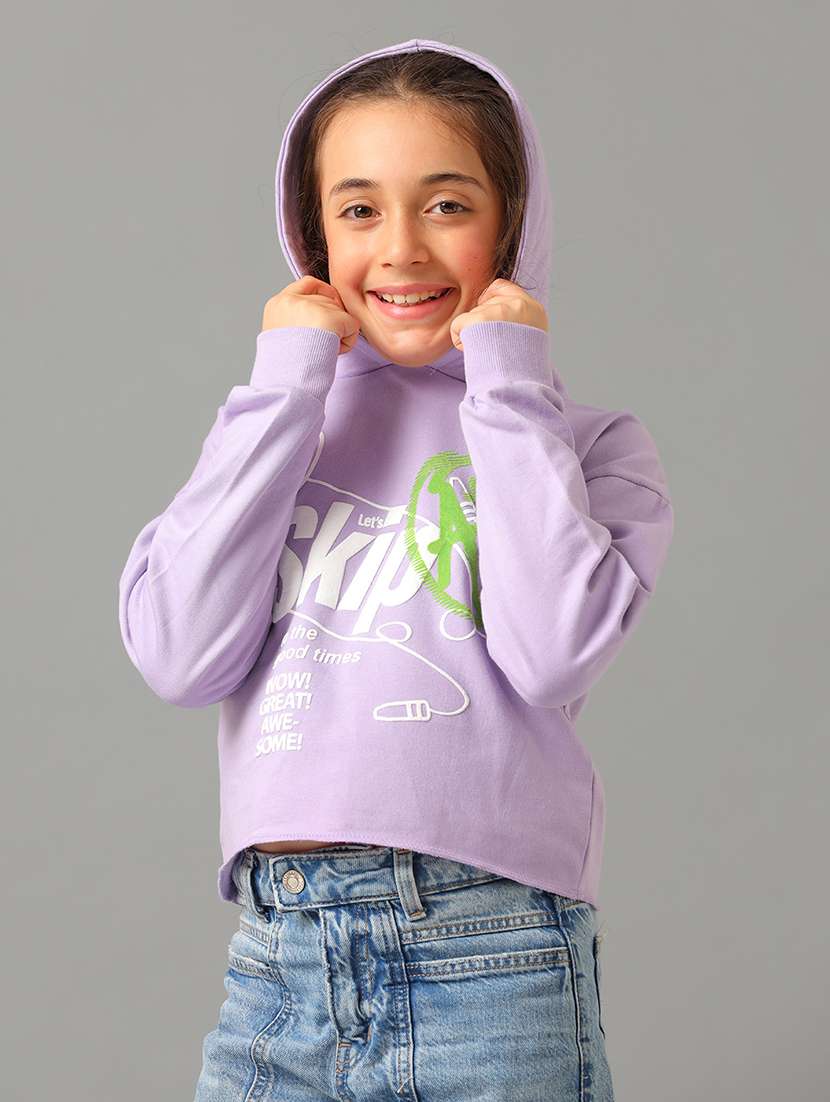 Girls Purple Fleece Front Print Sweatshirt - 22404236 -  Standard Image - 3