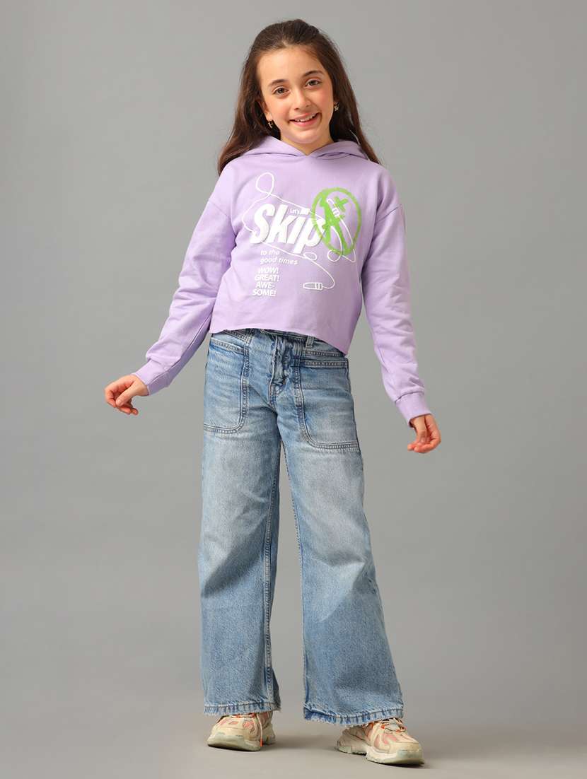 Girls Purple Fleece Front Print Sweatshirt - 22404236 -  Standard Image - 5