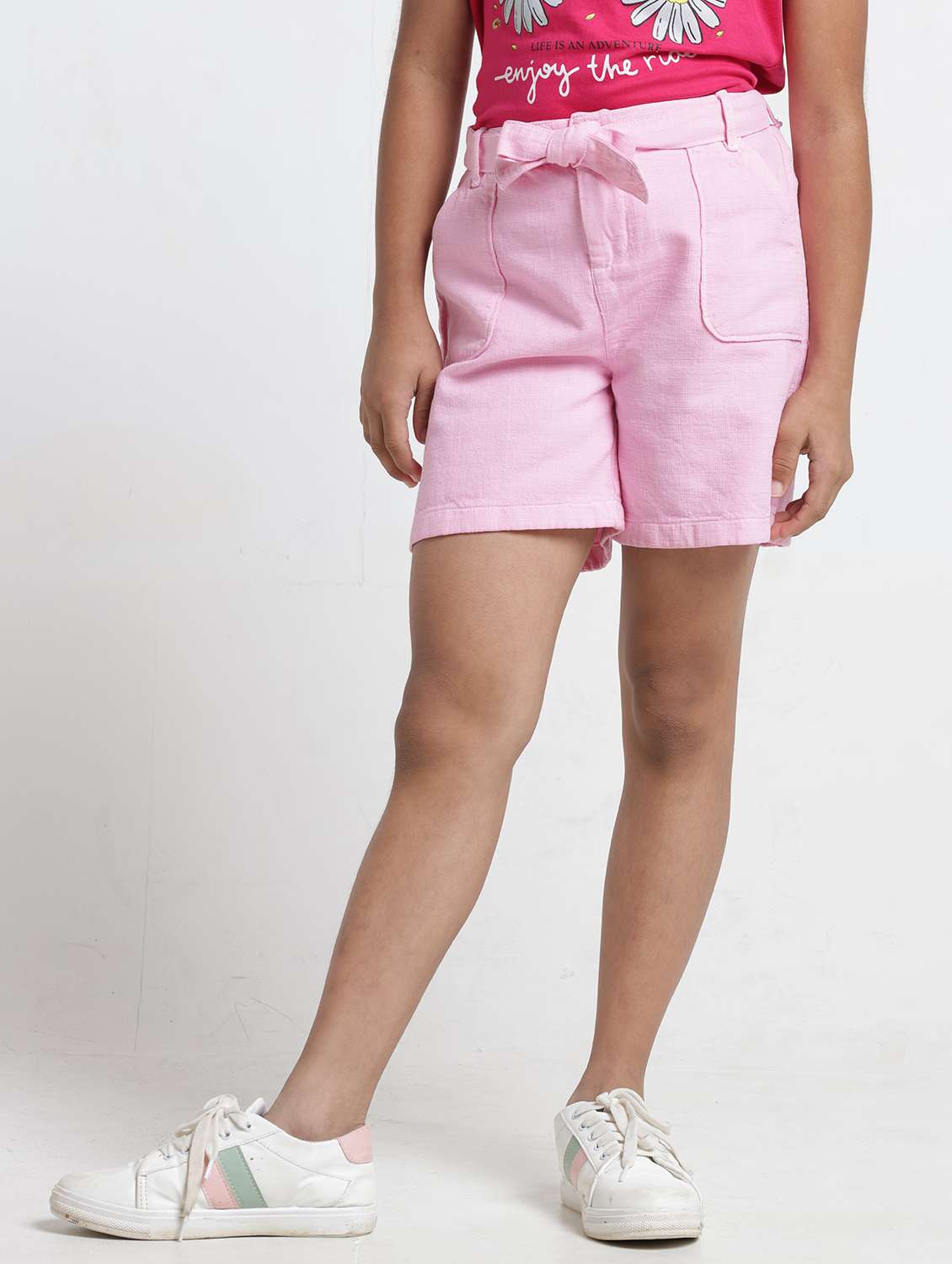girl pink cotton shorts shorts and three-fourth