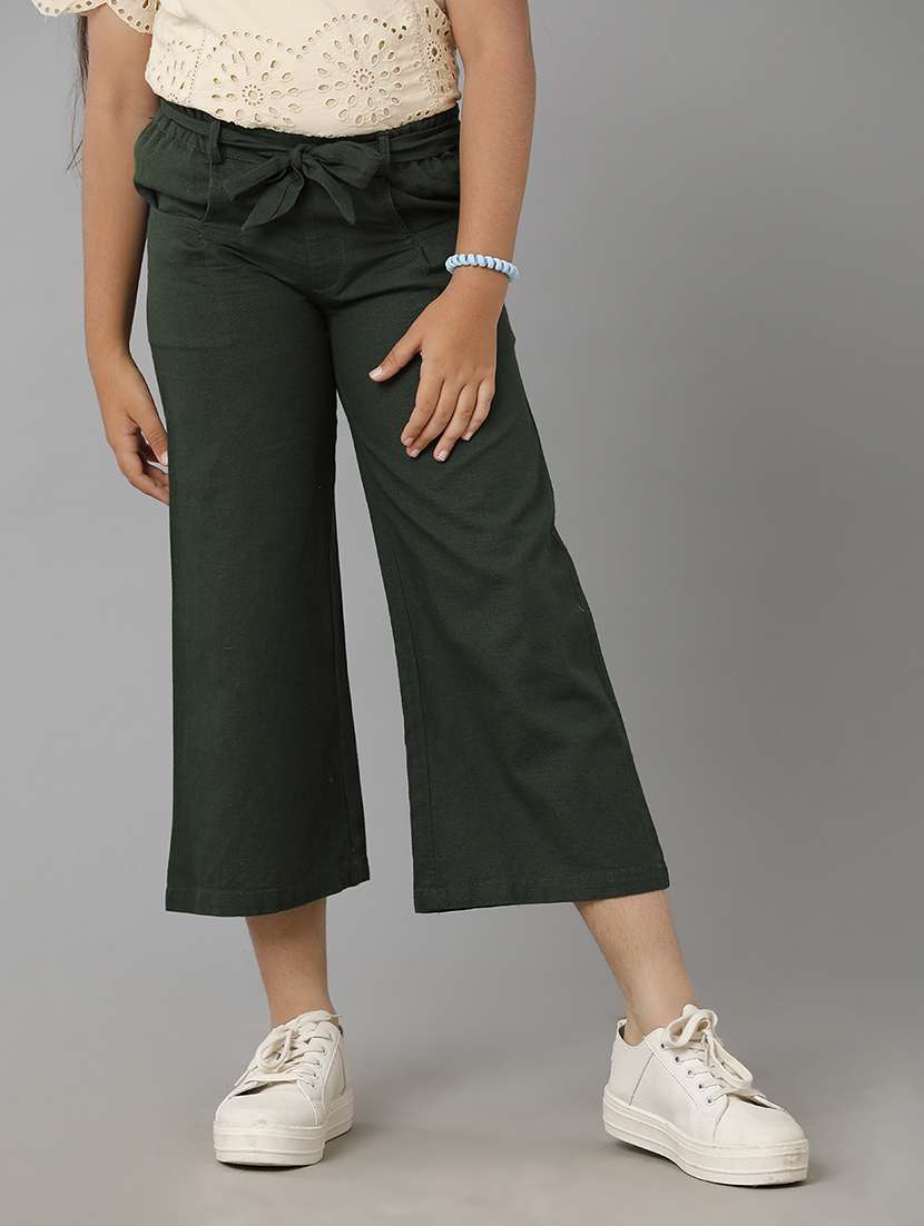 girls green cotton palazzo trouser