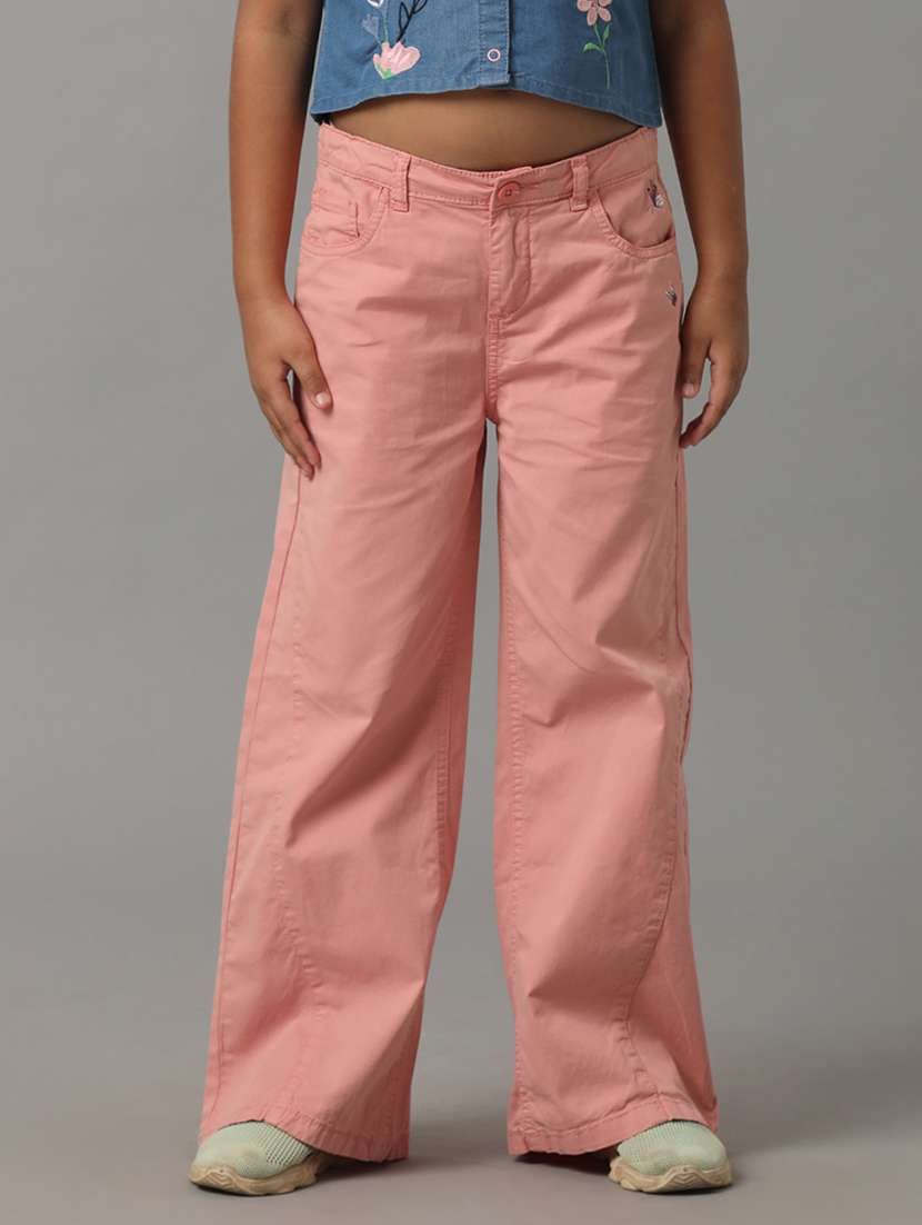kids pink crepe palazzo trouser