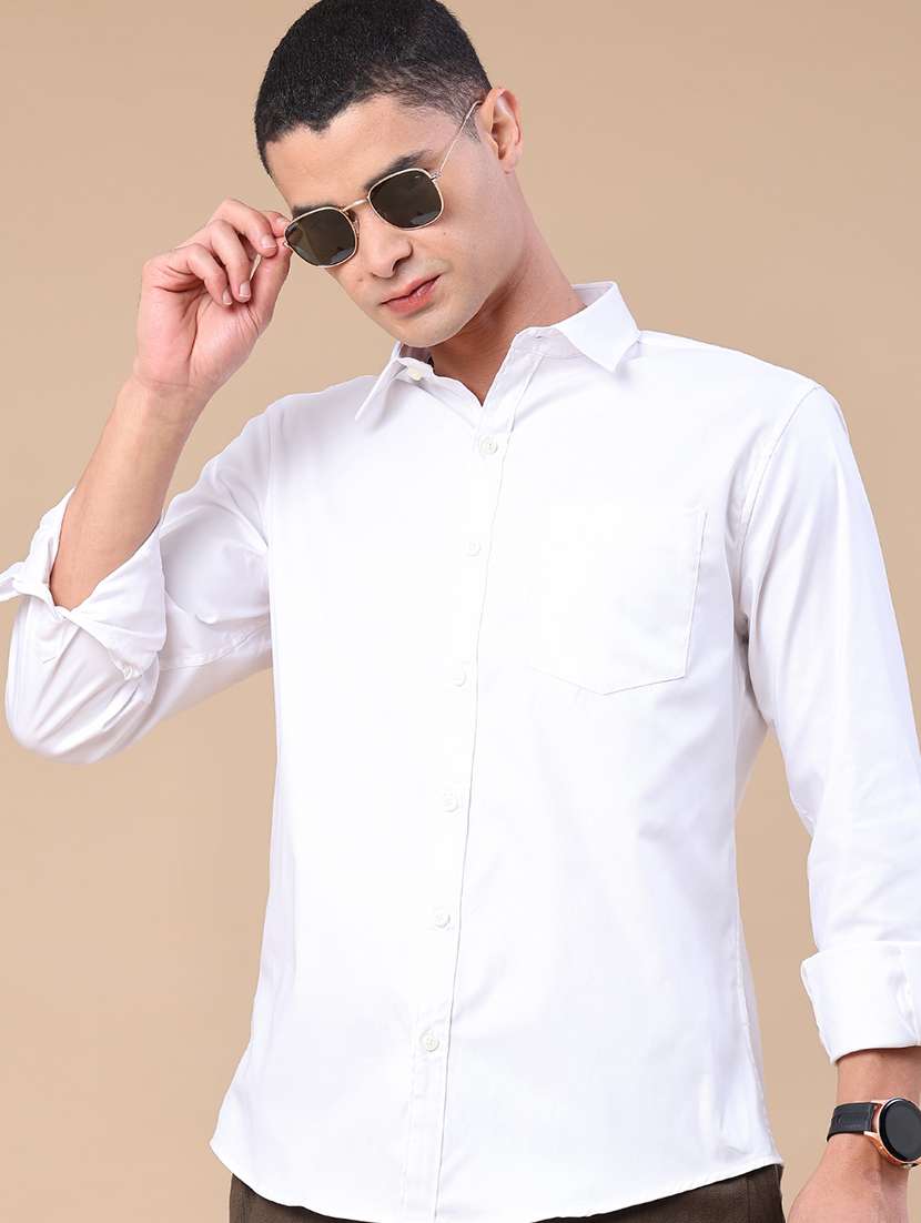 men solid long sleeve slim fit casual shirt
