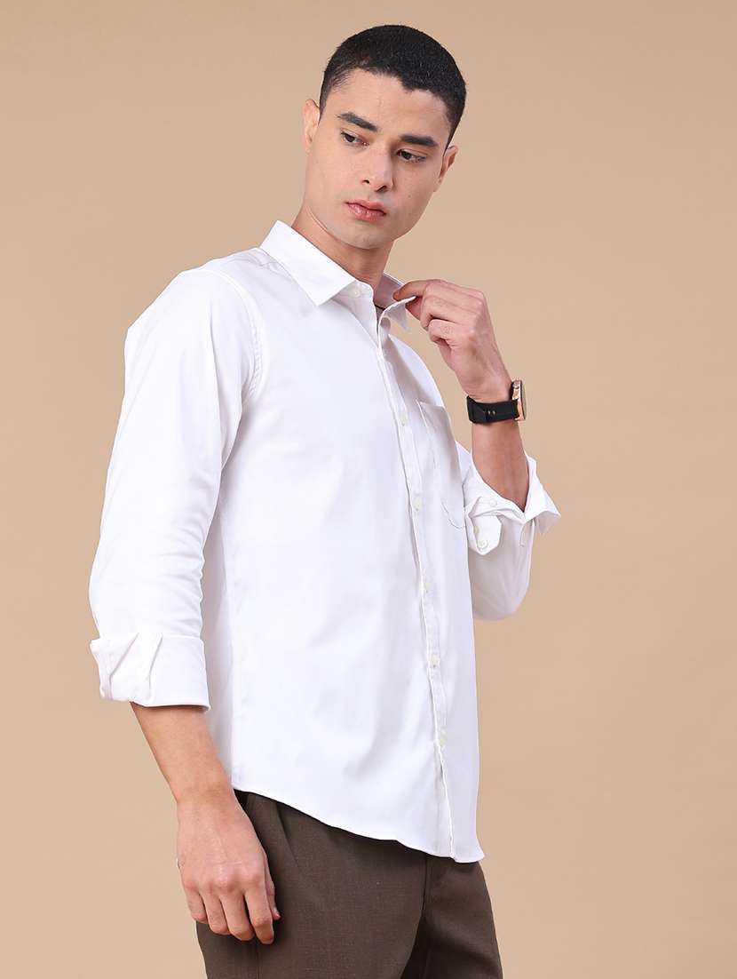 Men Solid Long Sleeve Slim Fit Casual Shirt - 22404569 -  Standard Image - 3