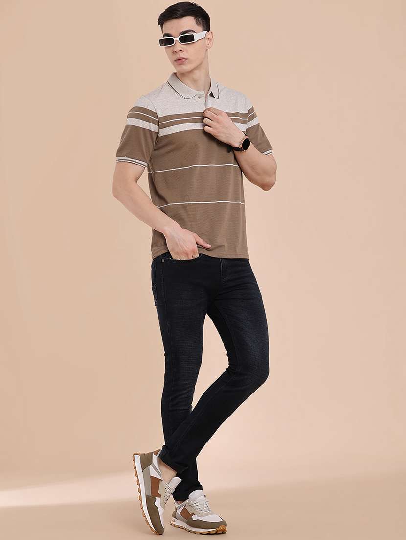men striped short sleeve regular fit polo t-shirt - 22404850 -  Standard Image - 5