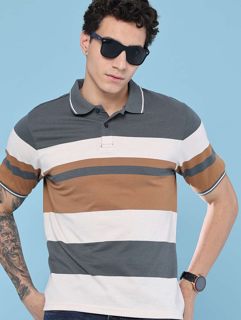 men color block short sleeve regular fit polo t-shirt