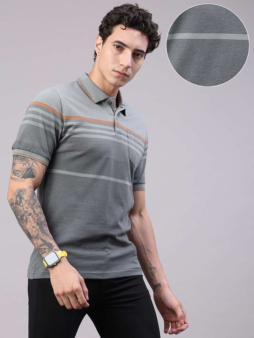 men striped short sleeve regular fit polo t-shirt - 22404854 -  Standard Image - 3