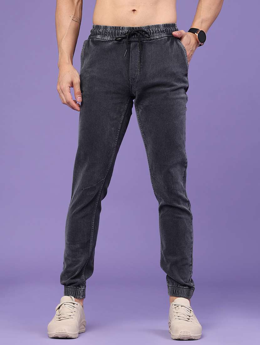 men washed mid rise slim fit jogger