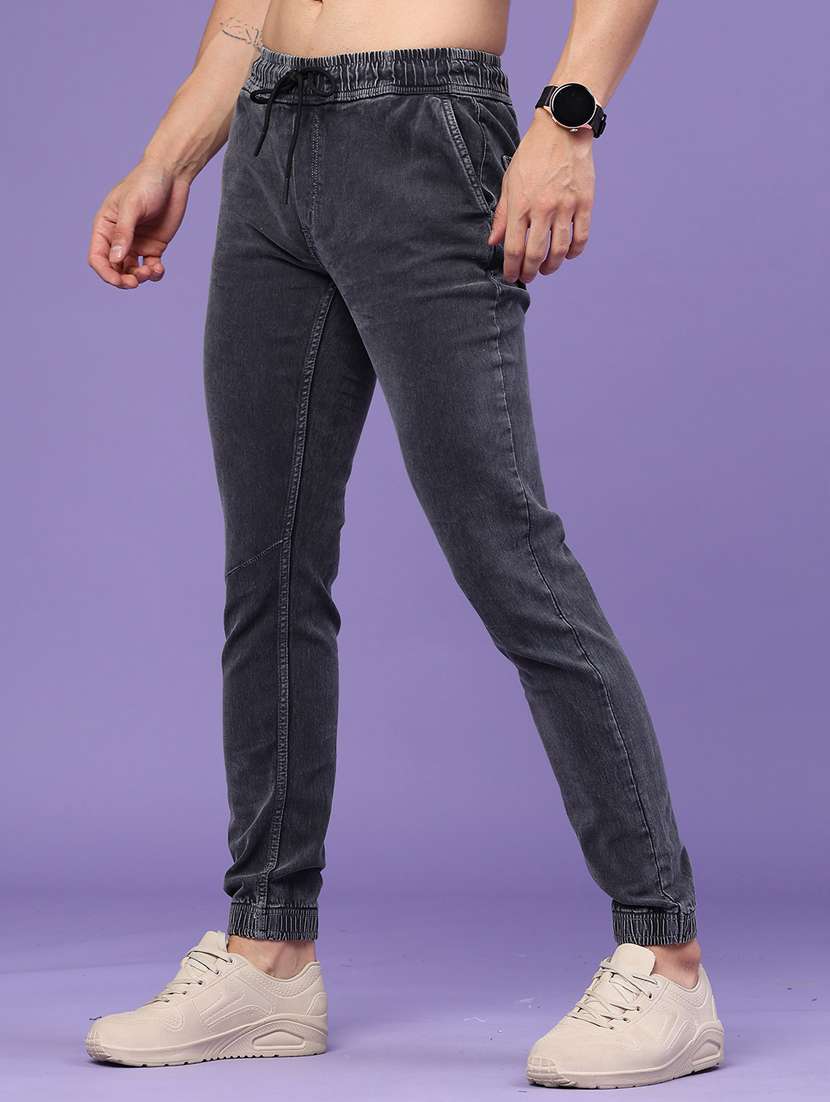 men washed mid rise slim fit jogger - 22404928 -  Standard Image - 3