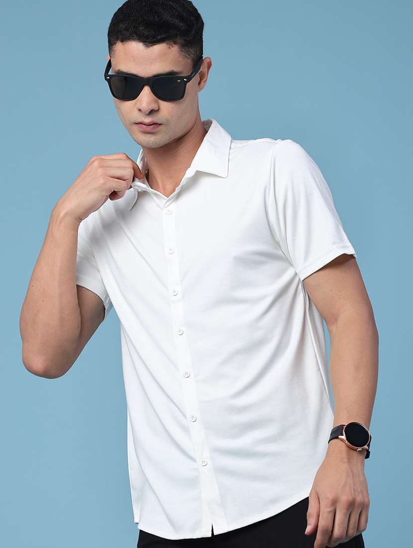 men solid short sleeve regular fit casual shirt
