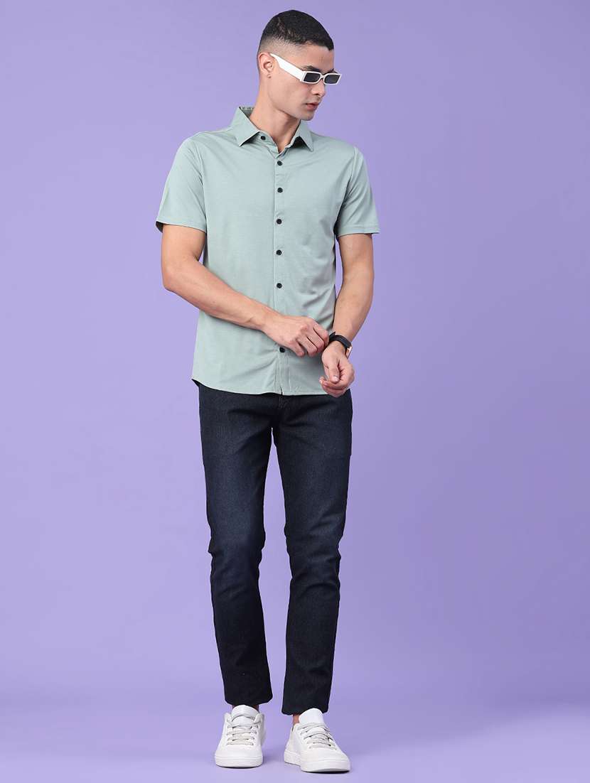 men solid short sleeve slim fit casual shirt - 22404935 -  Standard Image - 5