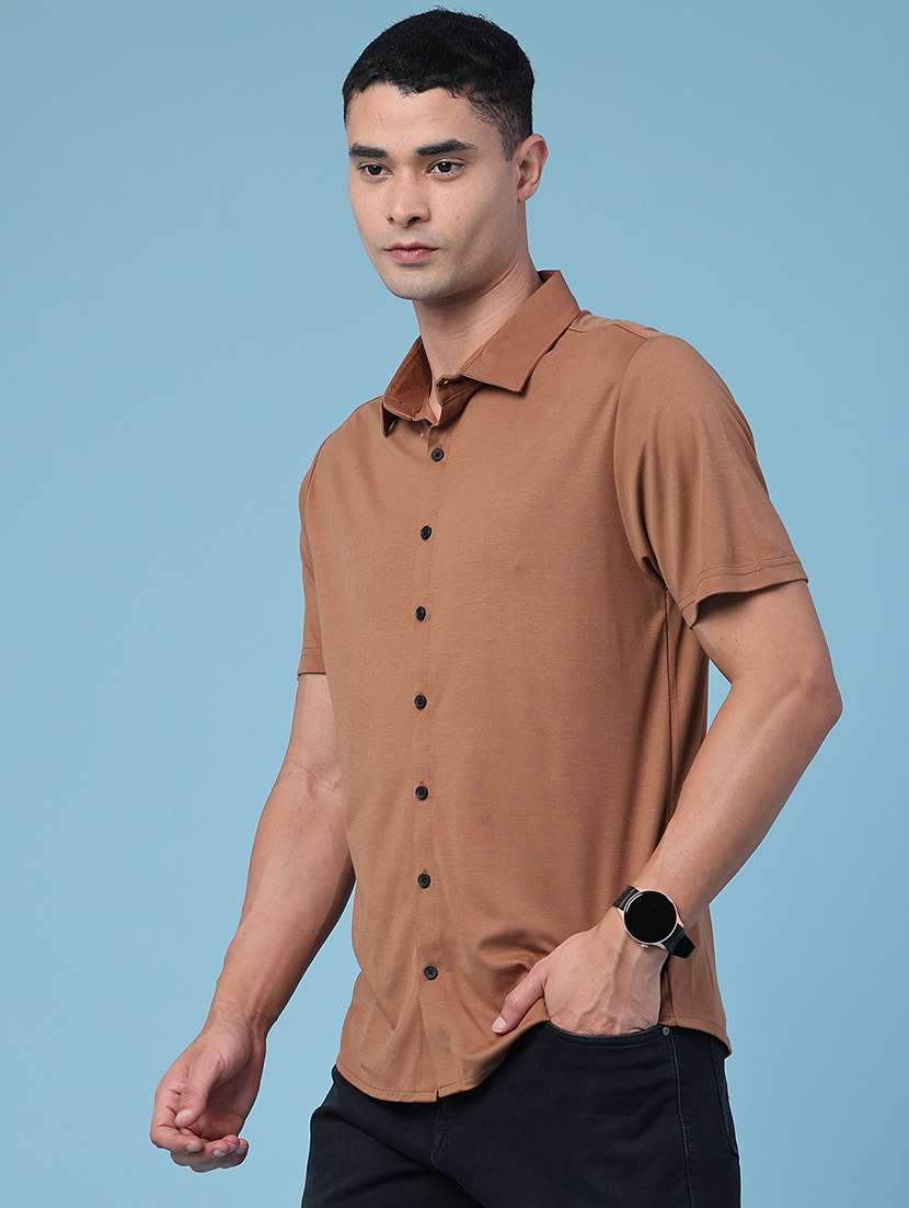 men solid short sleeve regular fit casual shirt - 22404937 -  Standard Image - 3