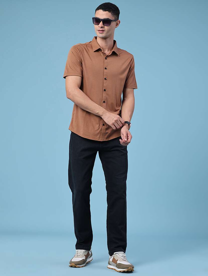 men solid short sleeve regular fit casual shirt - 22404937 -  Standard Image - 5