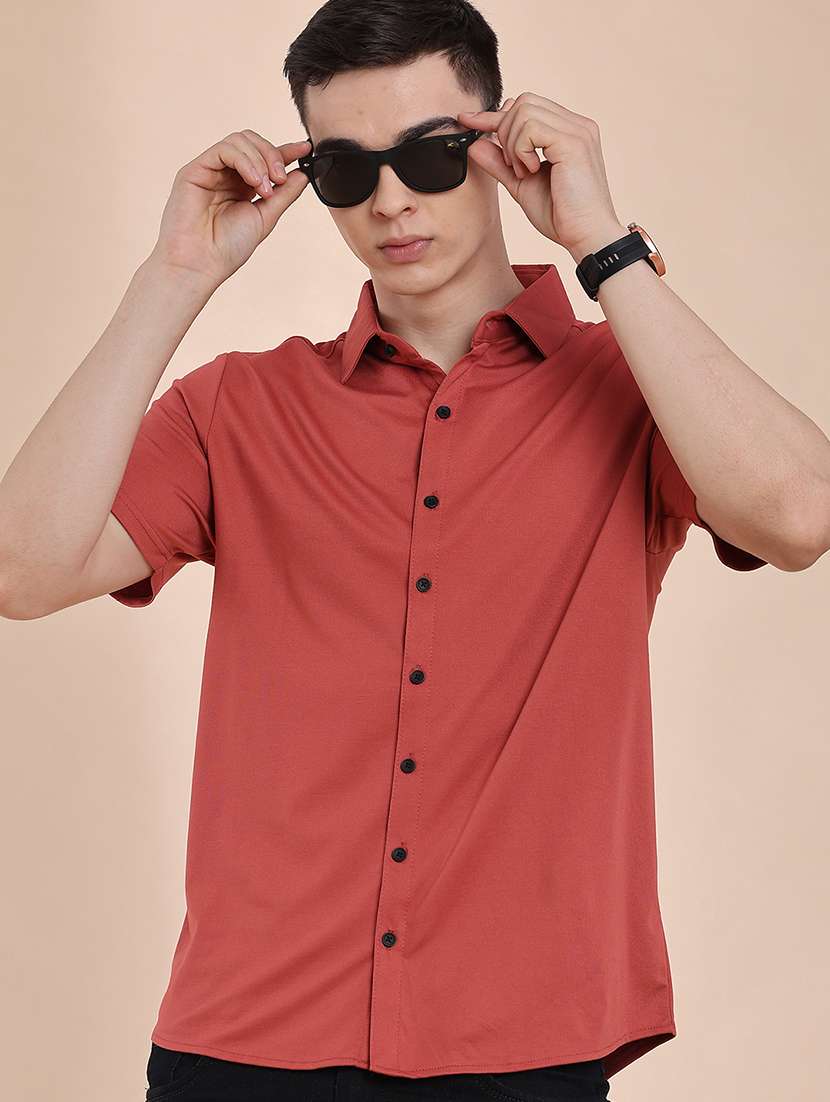 men solid short sleeve regular fit casual shirt