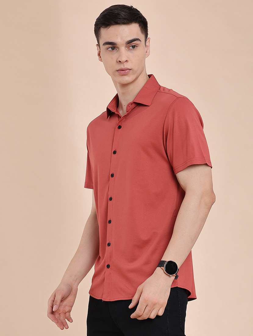 Men Solid Short Sleeve Regular Fit Casual Shirt - 22404941 -  Standard Image - 3