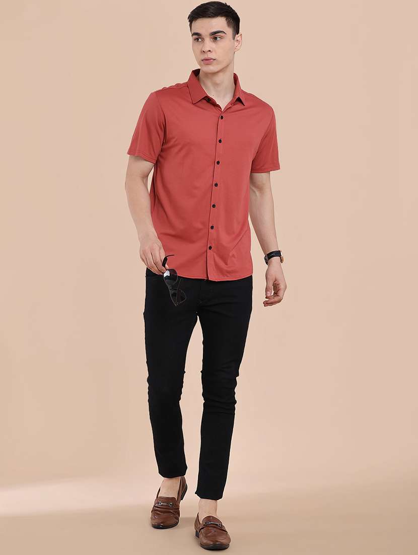 Men Solid Short Sleeve Regular Fit Casual Shirt - 22404941 -  Standard Image - 5