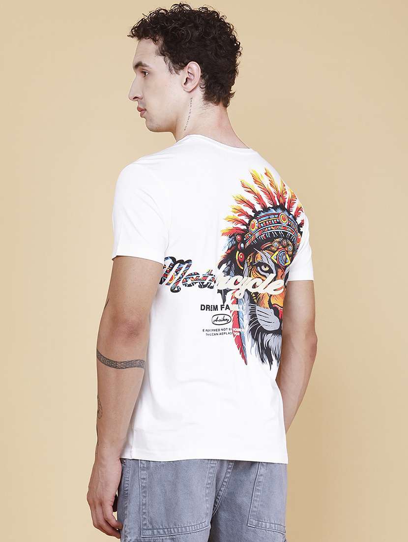 men printed short sleeves regular t-shirt