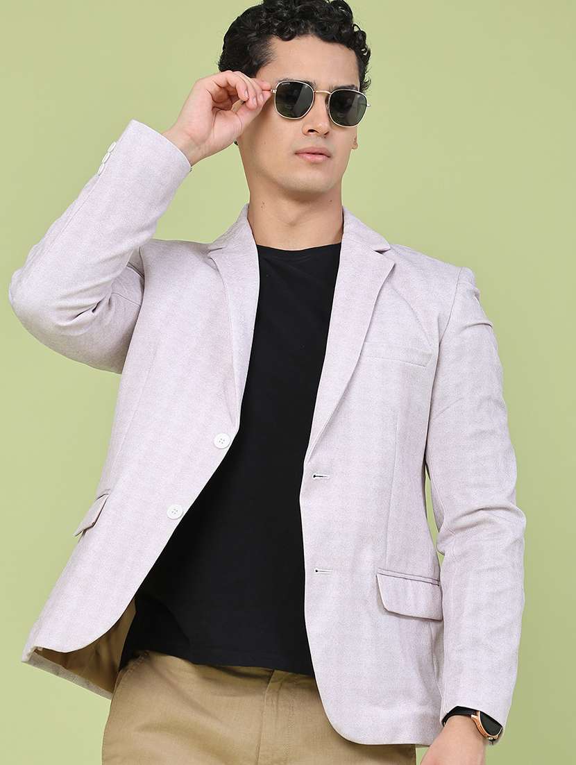men self design single breasted casual blazer