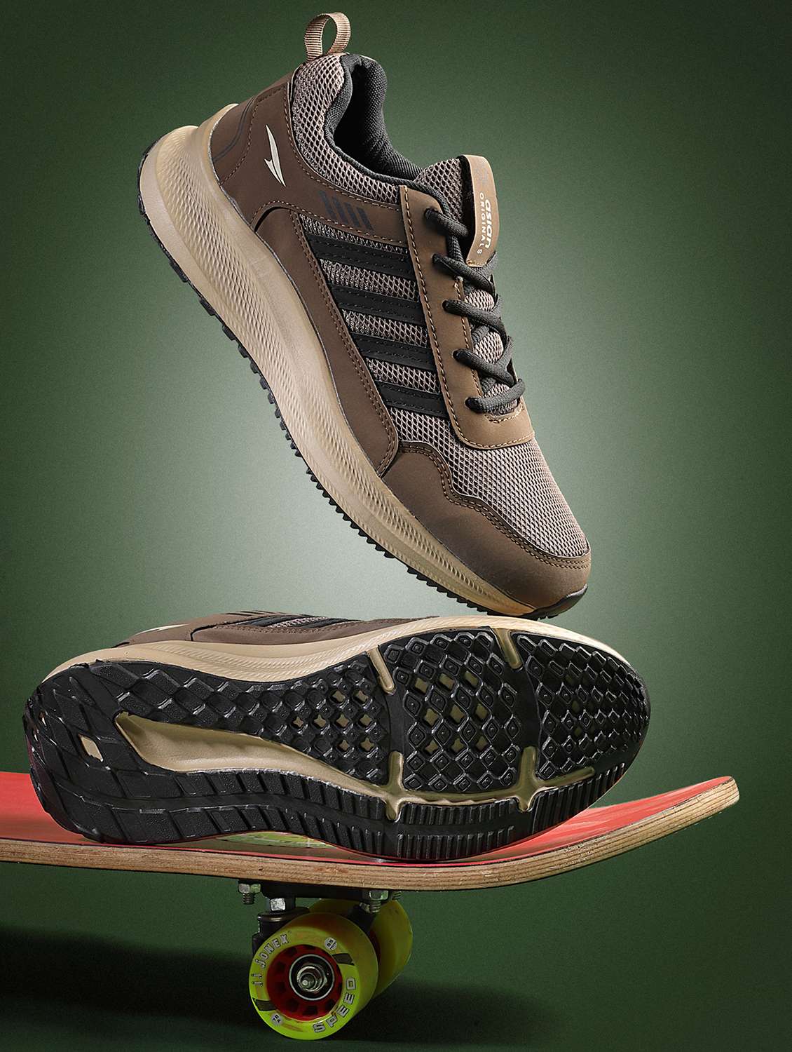 brown mesh sport shoes